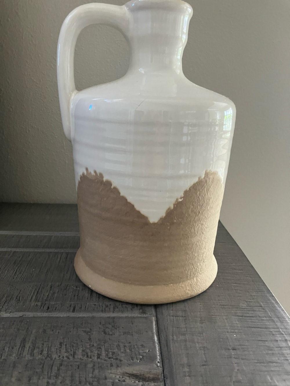 Modern Rustic Two-Tone Ceramic Pitcher Vase